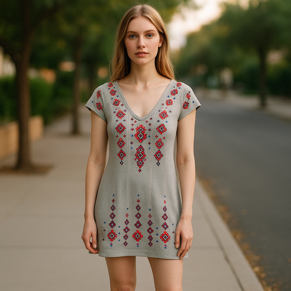 Free People Dress Womens Small‎ Embroidered Sequin Boho India Short Mini NEW - Picture 1 of 14